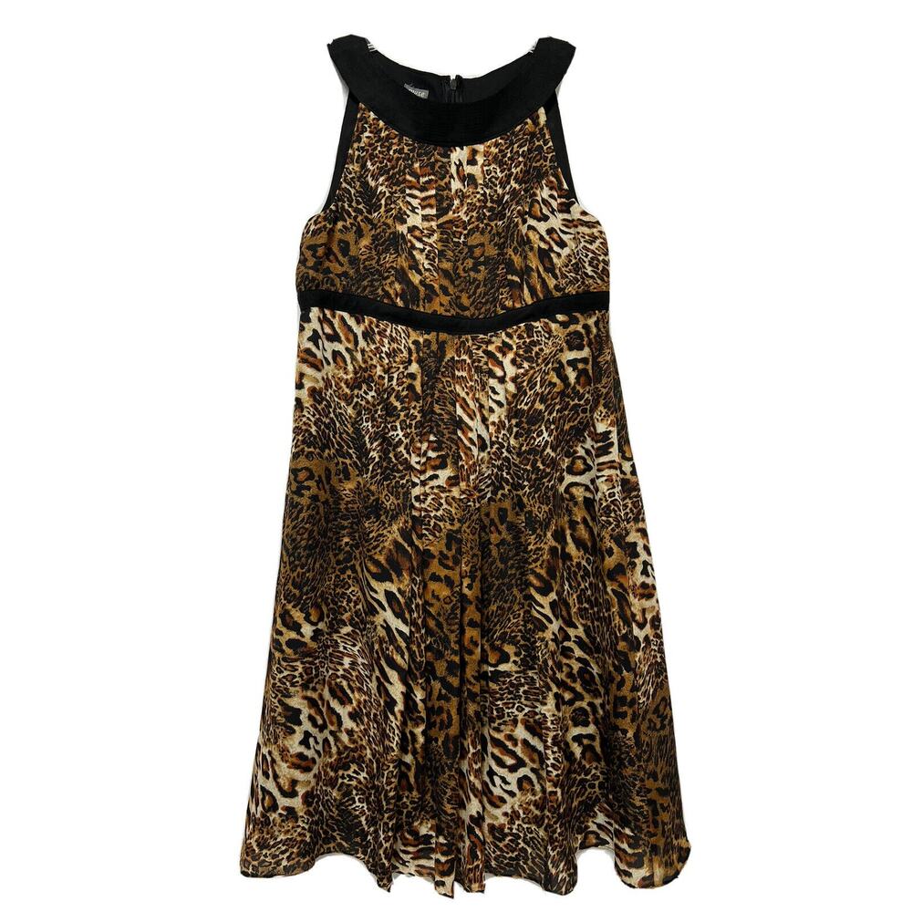 Muse Babydoll Dress 100% Silk Size 8 Halter Neck Animal Print Sleeveless NWT